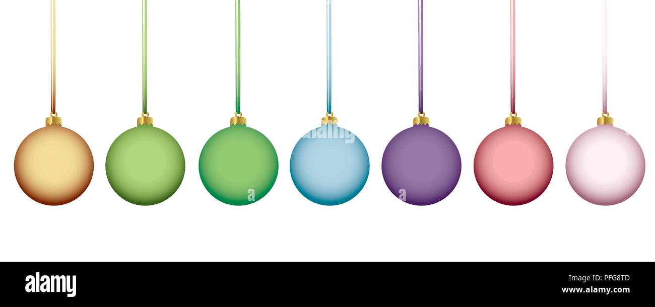 Matt rainbow Pastell farbige Weihnachtskugeln Vektorillustration EPS