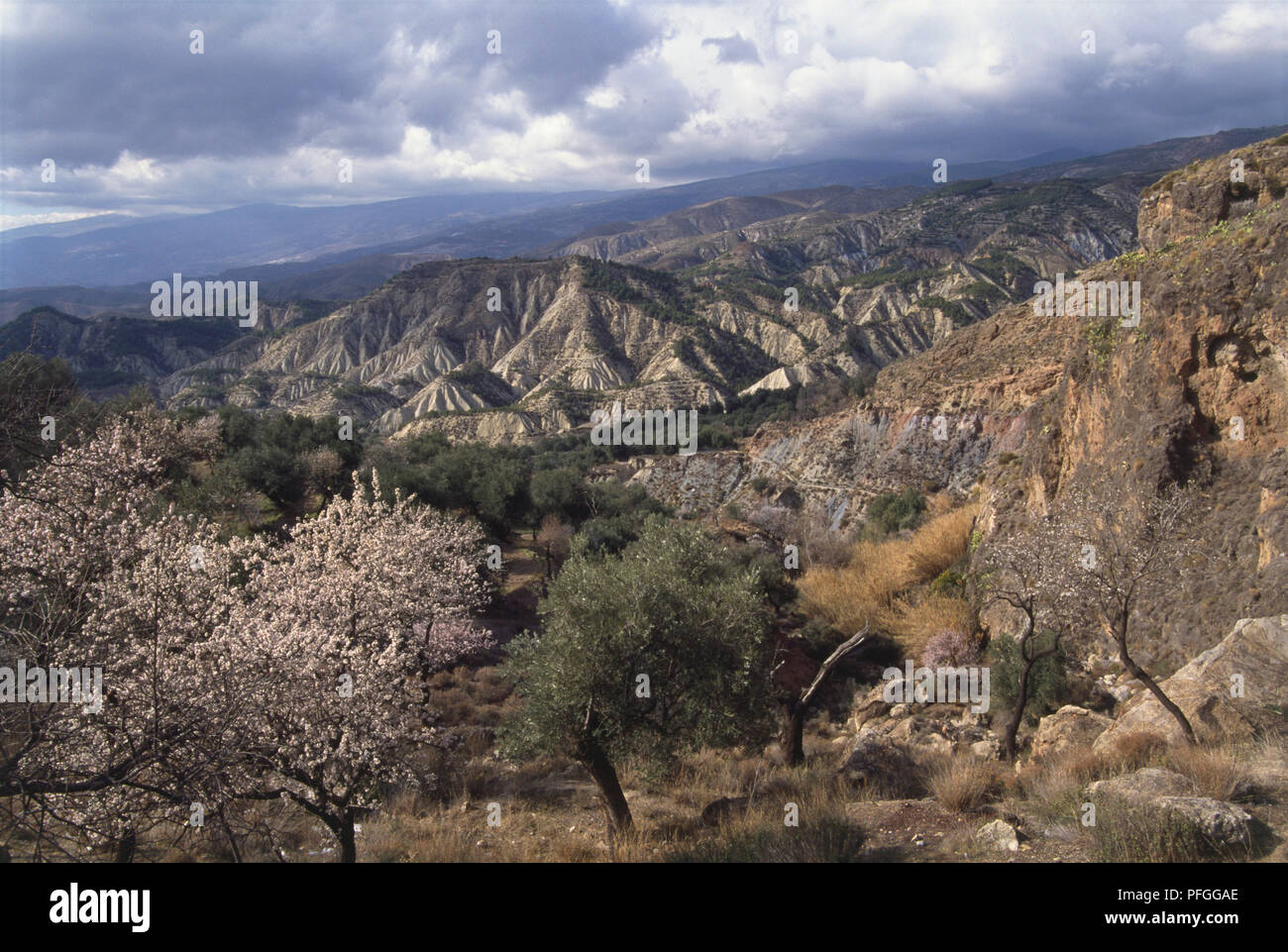 Spanien, Andalusien, Granada, Sierra Nevada von Peak gesehen. Stockfoto