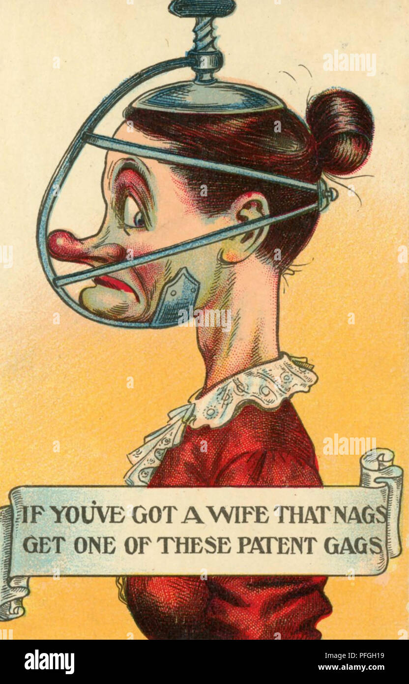 AMERICAN ANTI-SUFFRAGETTE CARTOON über 1910 Stockfoto