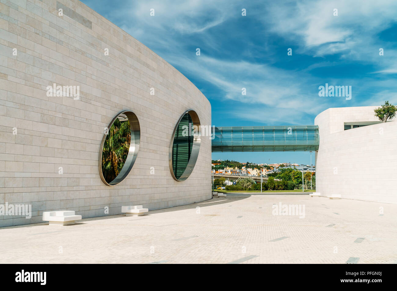 Lissabon, Portugal - 23 AUGUST 2017: Champalimaud Stiftung Zentrum für das Unbekannte ist ein biomedizinisches Zentrum im Jahr 2004 in Lissabon Stadt gegründet von Portugal Stockfoto