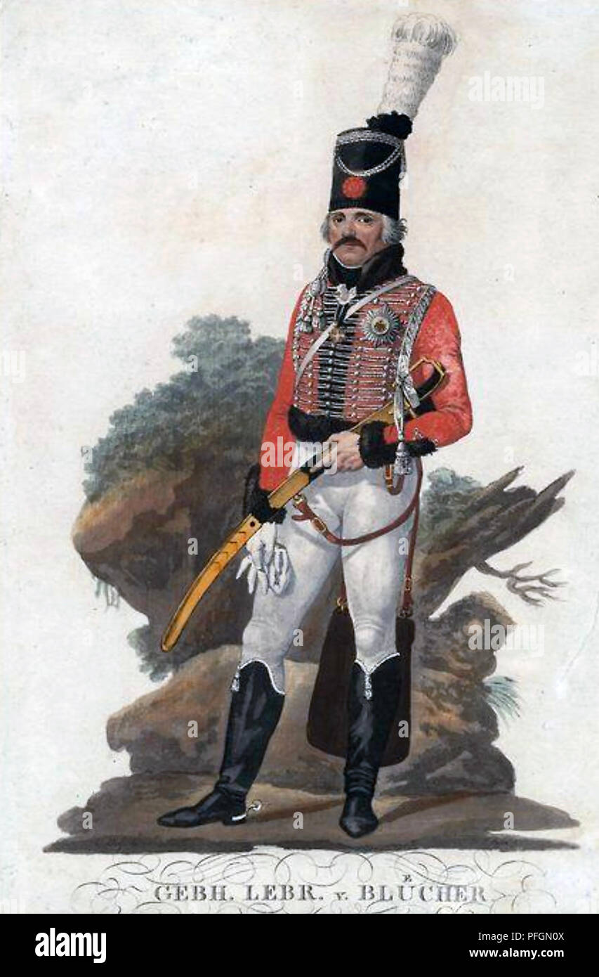 GEBHARD von blücher (1742-1819), preußischer Offizier, der Rose ein Feldmarschall und deren Hilfe für Wellington war entscheidend am Waterloo Stockfoto