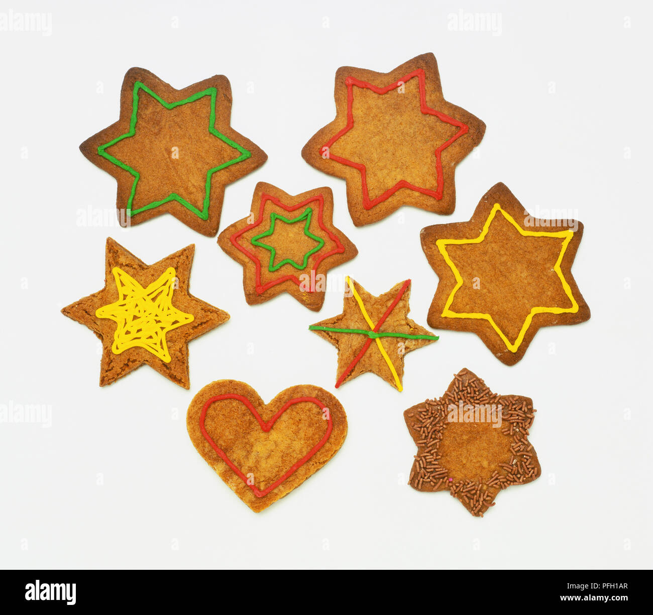 In Herzform und sternförmigen Cookies Stockfoto