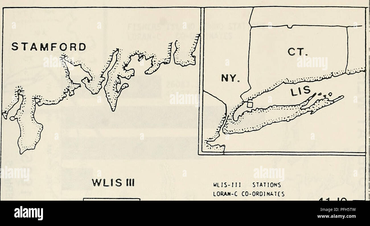 . DAMOS - Mussel ansehen Western Long Island Sound Entsorgung Website Monitoring Projekt Juni 1, 1984 - Juni l, 1985. Baggerung Entsorgung in den Ozean. ULIS-I1 I STATIONEN LORAH-C CO-OROINATCS KAHN w. - EooY WLISC 41 IO-ULISc? 6831.9 4397 S. 2. Bald w 26835.0 4397 S. 8 WLISrN WLISRN 26824.3 43963.1. Bitte beachten Sie, dass diese Bilder sind von der gescannten Seite Bilder, die digital für die Lesbarkeit verbessert haben mögen - Färbung und Aussehen dieser Abbildungen können nicht perfekt dem Original ähneln. extrahiert. Feng, S. Y; in den Vereinigten Staaten. Armee. Korps der Ingenieure. Neu-england Abteilung; Wissenschaft Ap Stockfoto