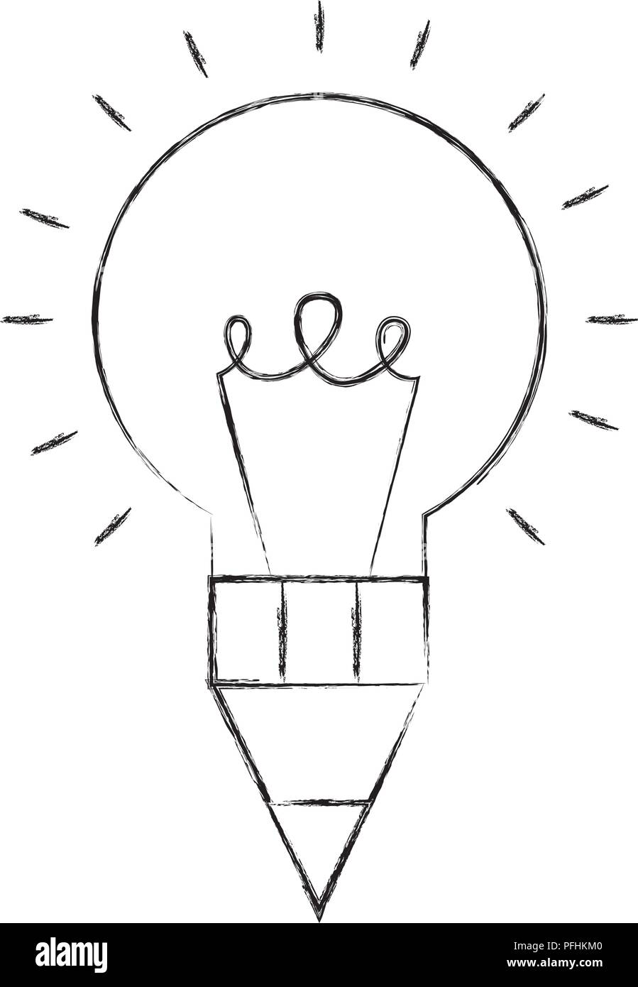 Glühlampe Idee pen Kreativität design künstlerische Vector Illustration Hand Zeichnung Stock Vektor