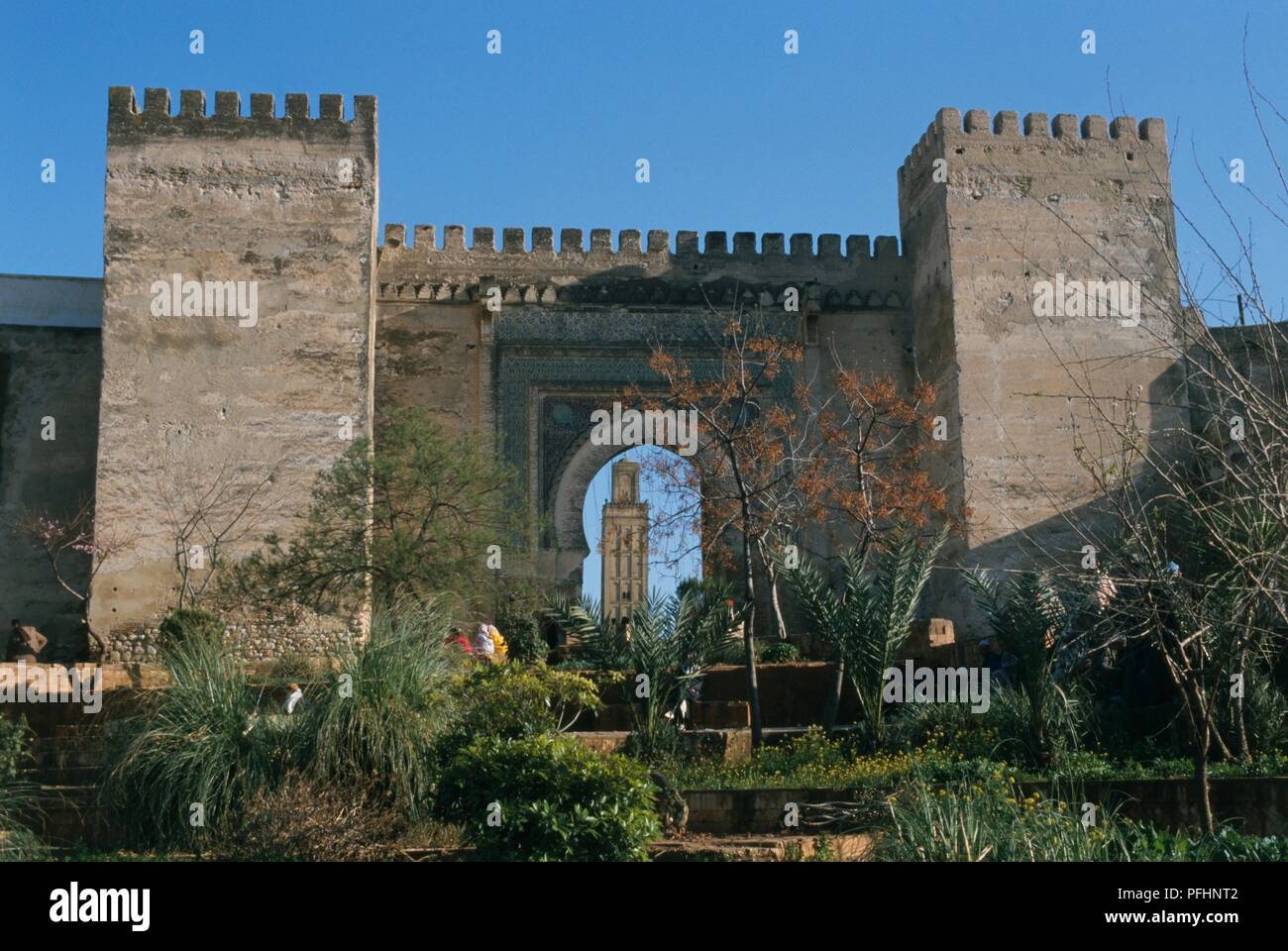 Marokko, Meknes, Bab el-Berda? ne, Gateway in Medina von quadratischen Türmen flankiert Stockfoto