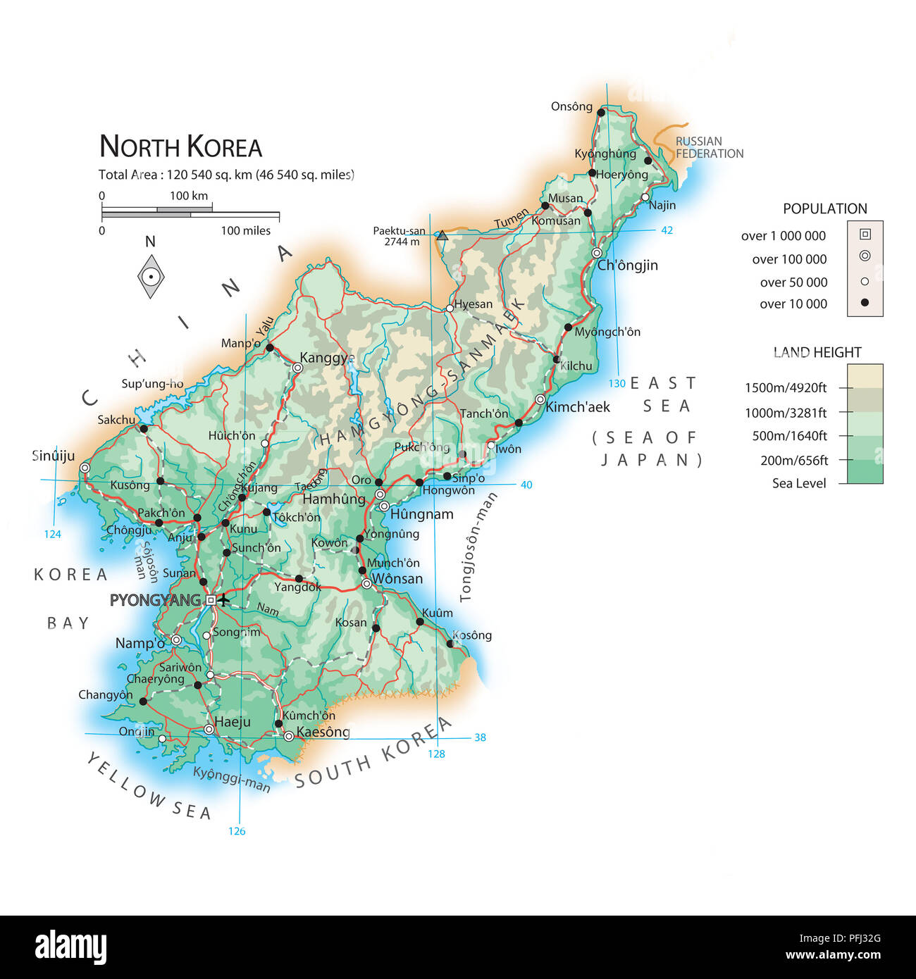 Karte von Nordkorea Stockfoto