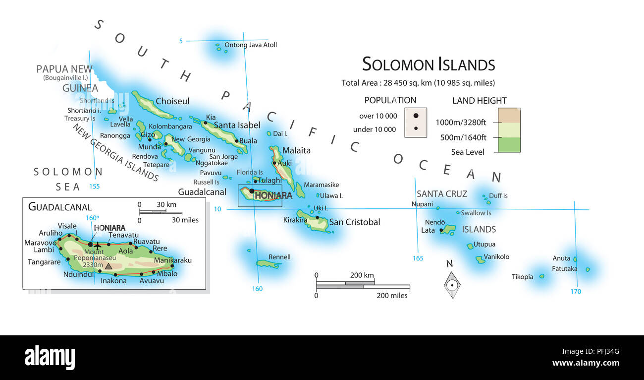 Karte von Salomonen Stockfoto
