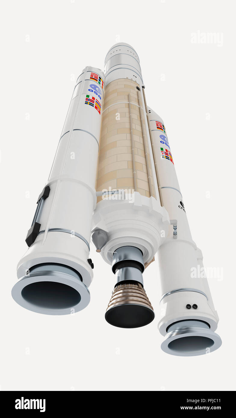 Ariane-5 Weltraumrakete, Low Angle View Stockfoto