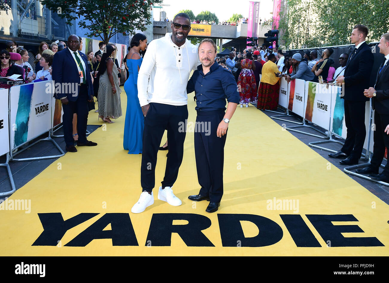 Idris Elba (links) und Stephen Graham an der Yardie Premiere am BFI Southbank in London. Stockfoto