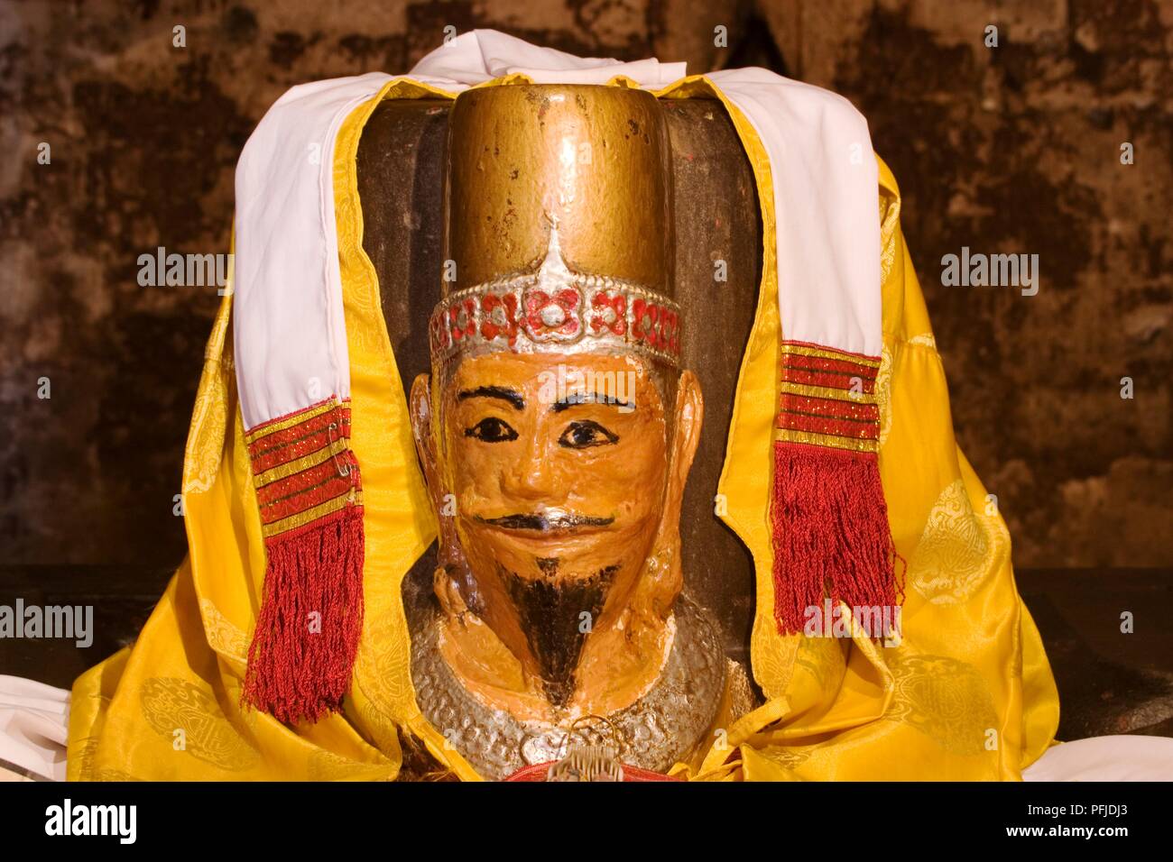 Vietnam, Phan Rang-Thap Cham, Po Klong Garai Tempel, Statue, das Gesicht von Cham König Jaya Simhavarman III Stockfoto