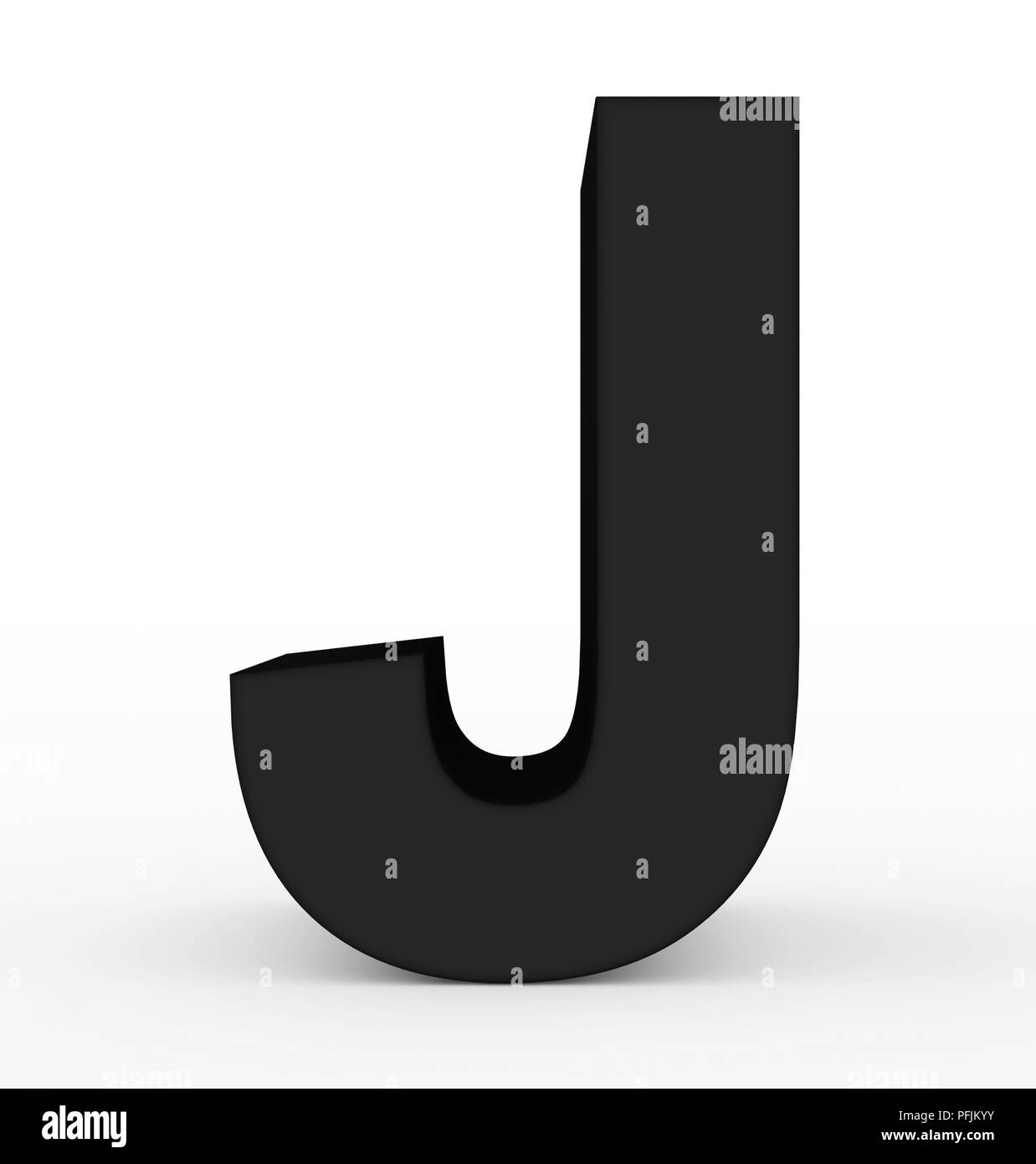 Buchstabe J 3d schwarz isoliert auf Weiss - 3D-Rendering Stockfoto