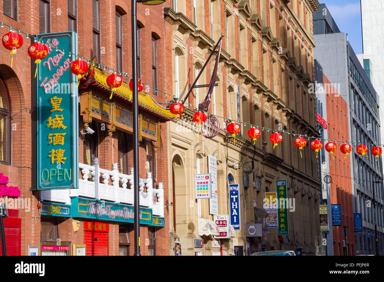 Gebäude in Chinatown, Manchesner Stockfoto