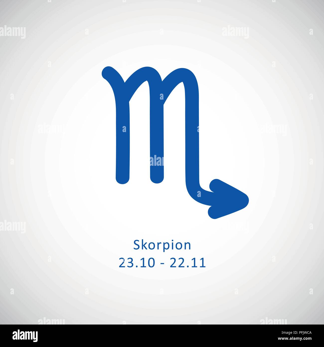 Blau Sternzeichen Skorpion Horoskop Kalender Vektor-illustration EPS 10. Stock Vektor