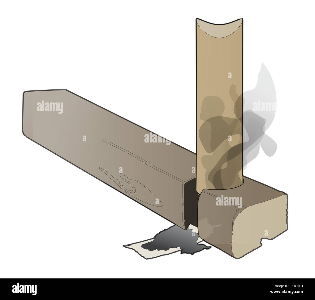 Digitale Illustration des Rauchens bogen Bohrer mit Asche auf Ember pan unter Stockfoto