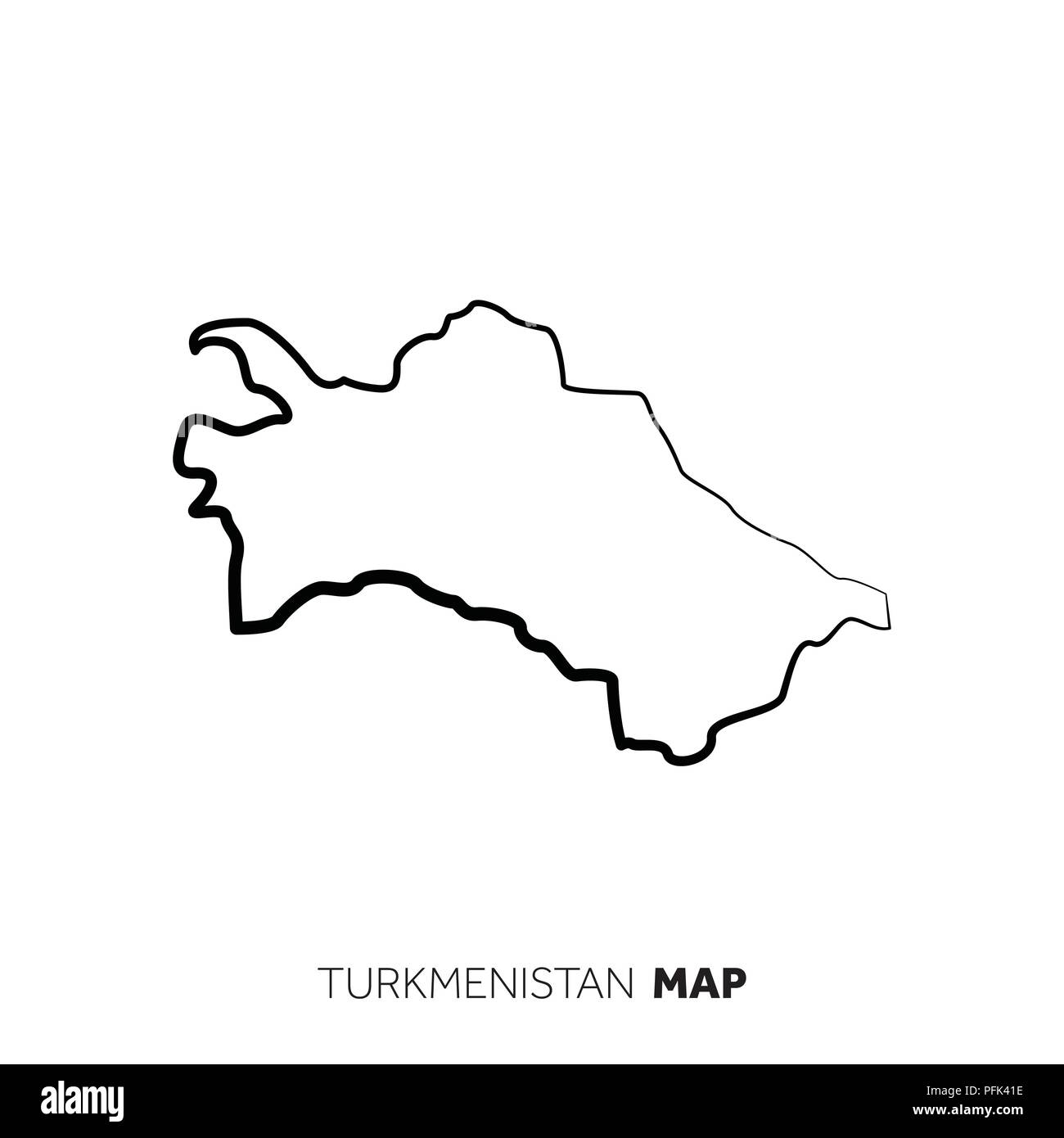 Turkmenistan vektor Land Karte skizzieren. Schwarze Linie auf weißem Hintergrund Stock Vektor