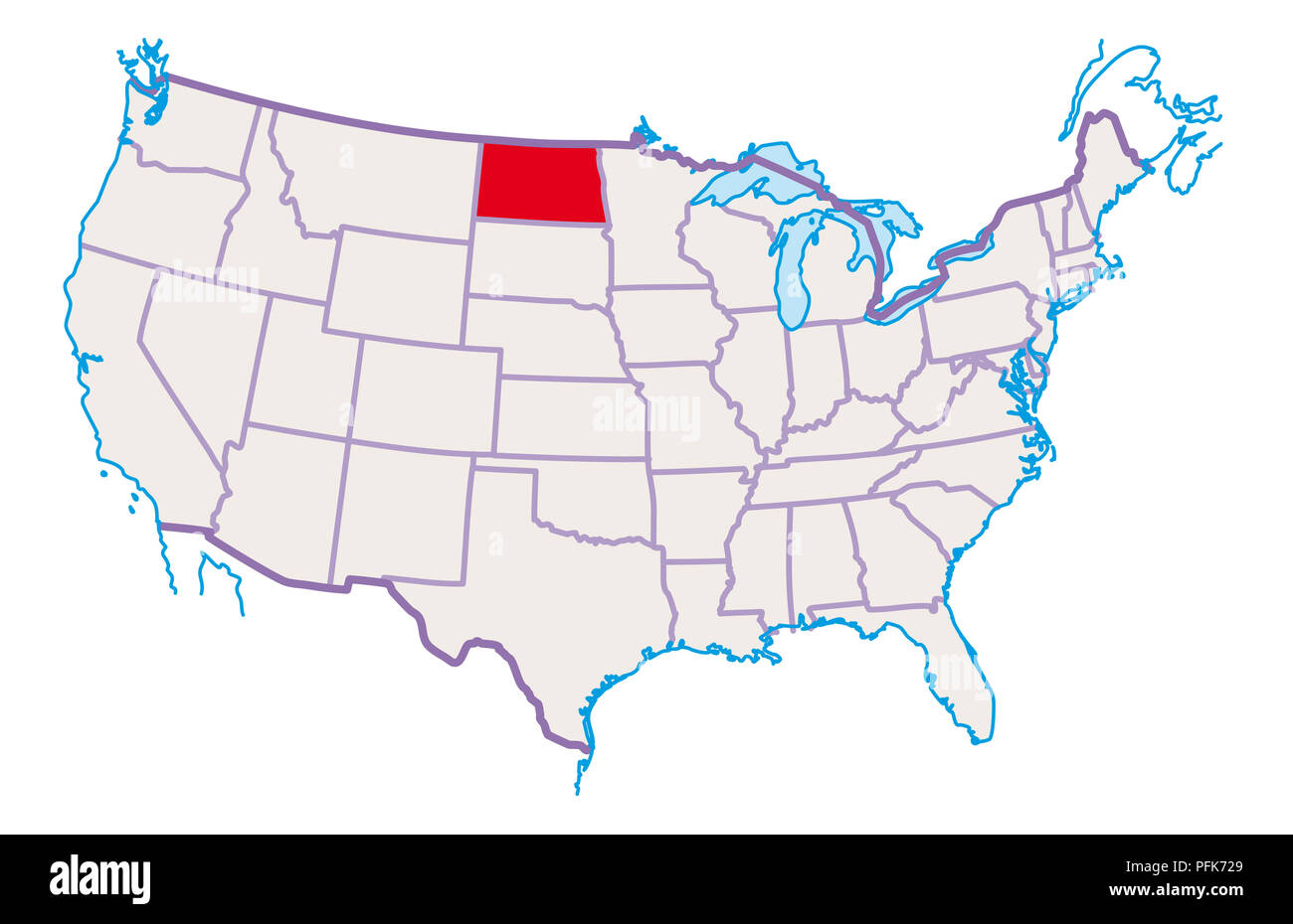 North Dakota Map Fotos Und Bildmaterial In Hoher Aufl Sung Alamy Karte Von Usa North Dakota In Rot Hervorgehoben Pfk729