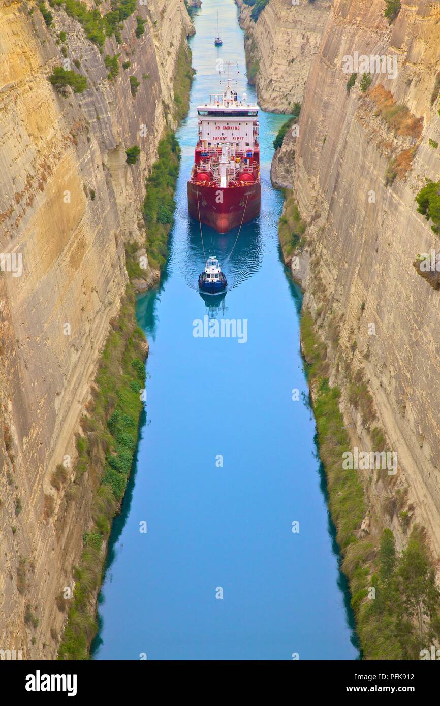 Kanal von Korinth, Korinth, Peloponnes, Griechenland, Südeuropa Stockfoto
