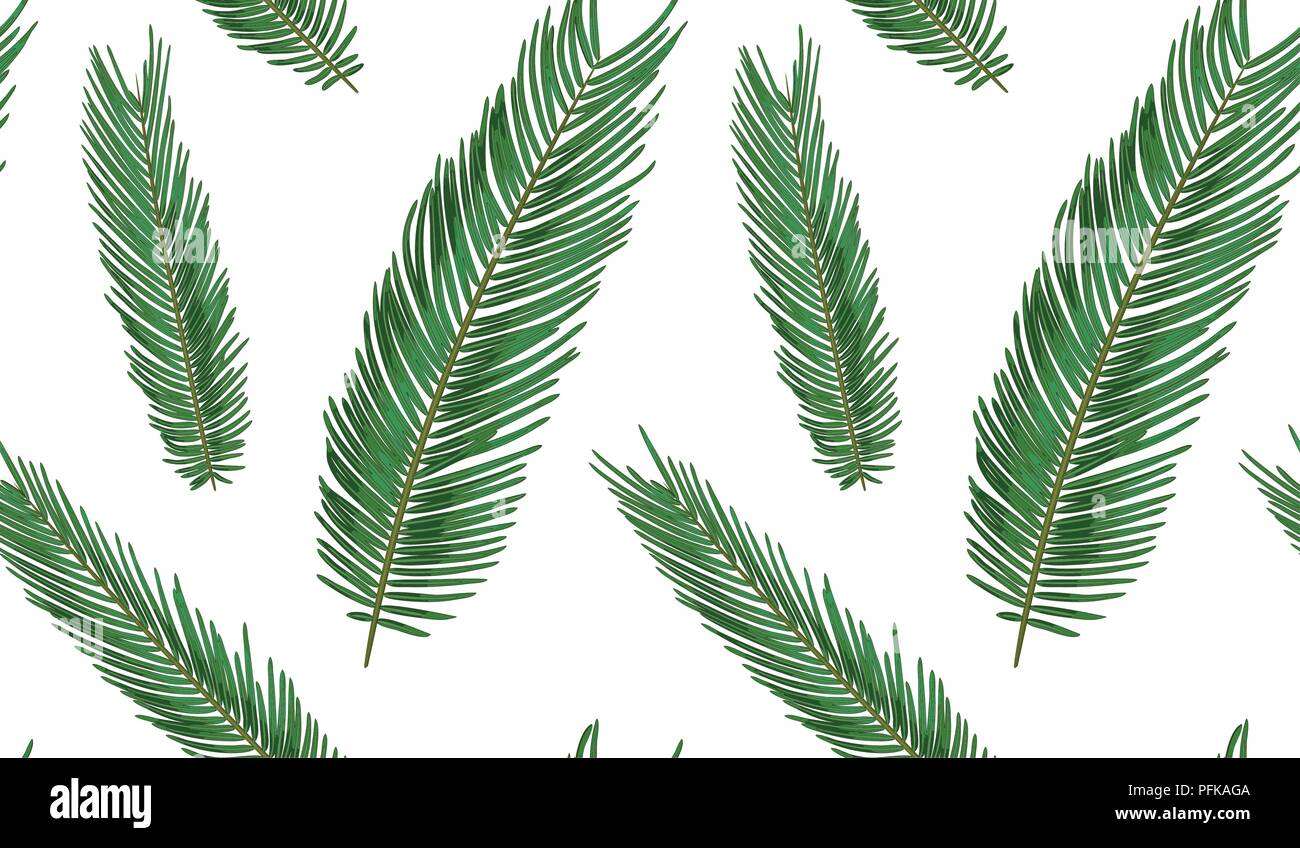 Nahtlose Muster mit Sago Palmen, tropischen gesäte Zweig, grüne Blätter süß wallpaper Aquarell Stil. Vektor boho elegante Drucken isoliert auf weiß zurück Stock Vektor