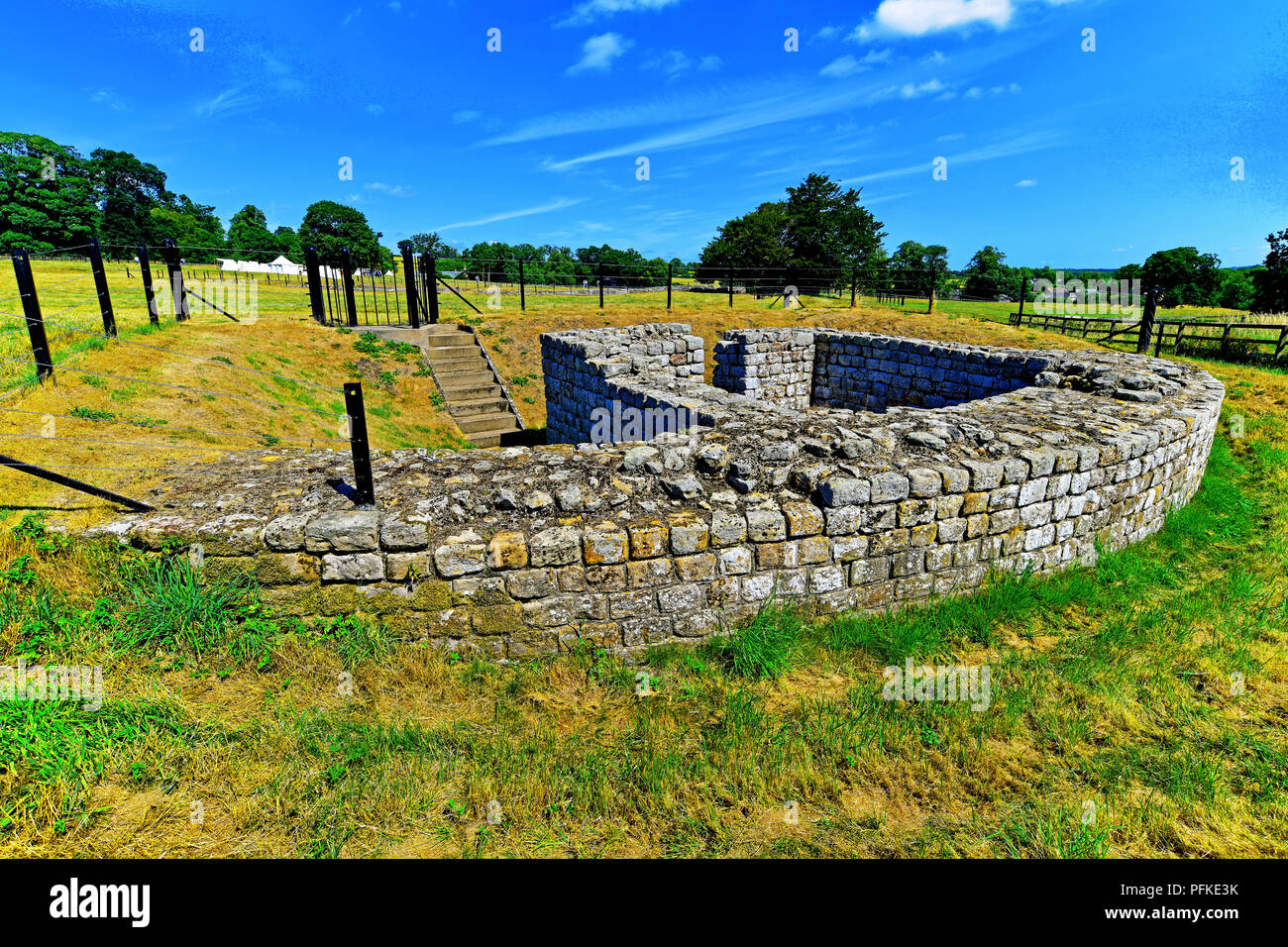 Englisches Erbe Chesters Fort Northumberland Ecke Revolver Stockfoto