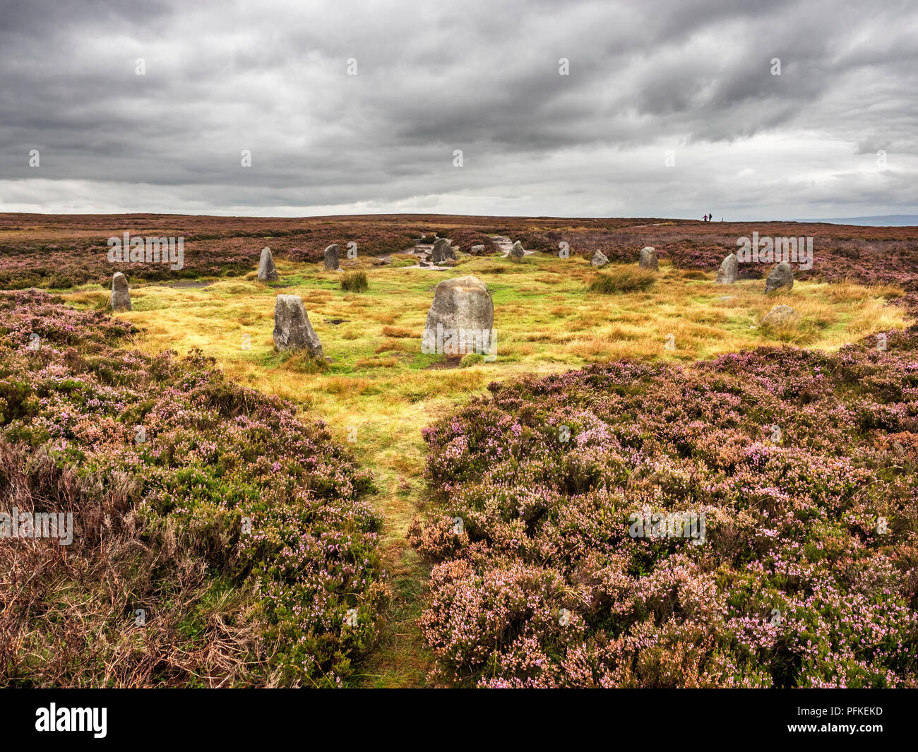 Zwölf Apostel Steinkreis Bronzezeit geplante Denkmal auf Burley Moor West Yorkshire England Stockfoto