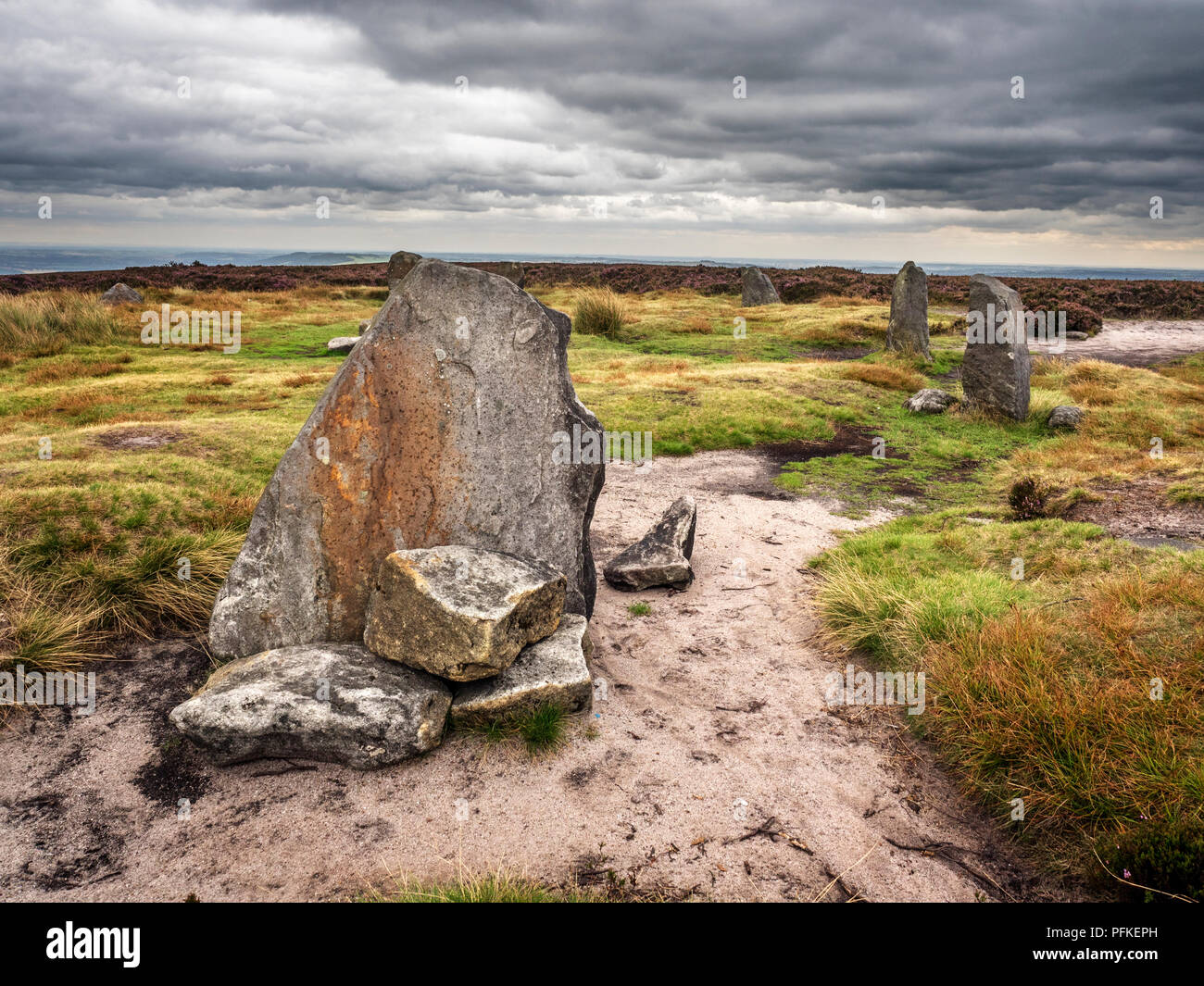 Zwölf Apostel Steinkreis Bronzezeit geplante Denkmal auf Burley Moor West Yorkshire England Stockfoto