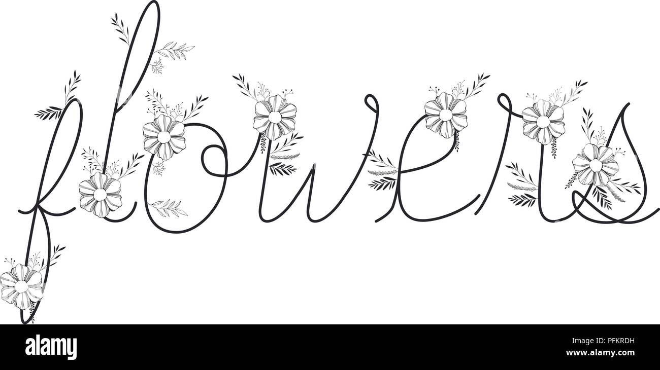 Wort Blumen und Blätter Dekoration Stock Vektor