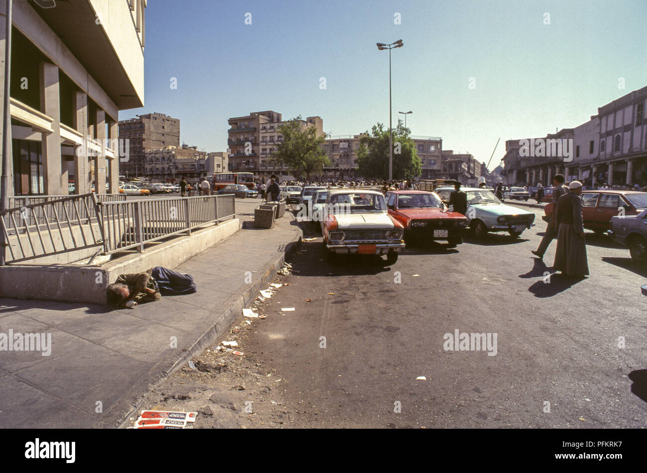 Die Innenstadt von Bagdad Straße in den 1990er Jahren im Rahmen der UN-Sanktionen während der ära Saddam Hussein. Stockfoto