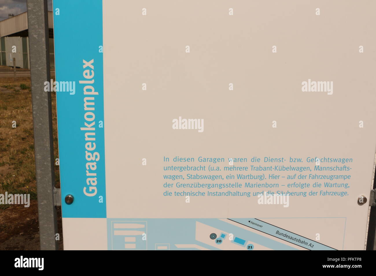 Ehemalige Grenzstation Marienborn bei Helmstedt zwischen West- und Ostdeutschland in Sachsen Anhalt. Heute Gedenkstätte der deutschen Teilung. Stockfoto