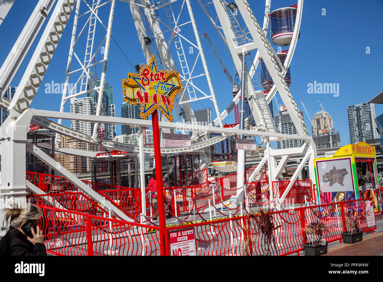 Star der Show Riesenrad Fahrt am Darling Harbour in die Innenstadt von Sydney, New South Wales, Australien Stockfoto
