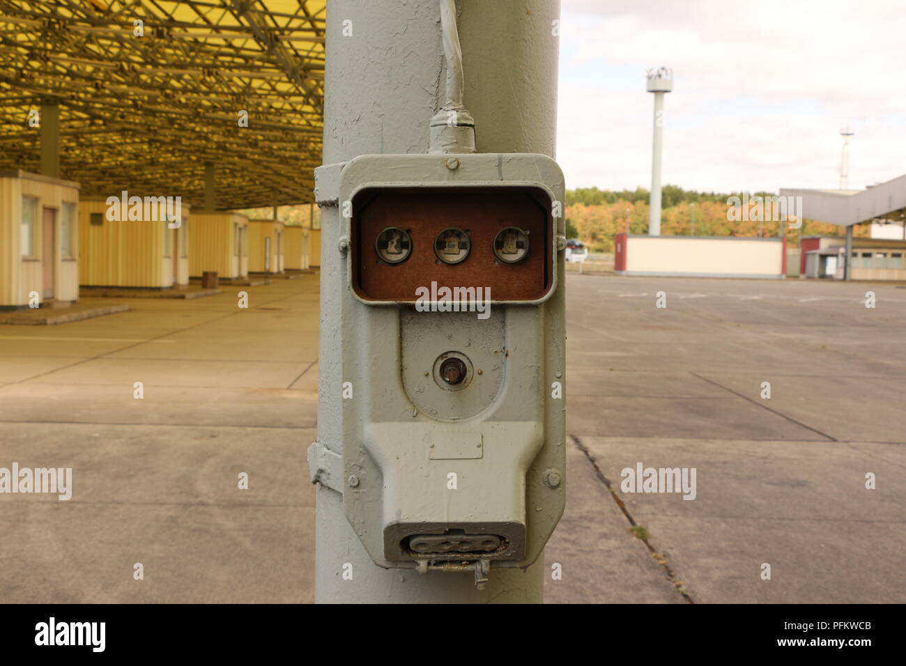Ehemalige Grenzstation Marienborn bei Helmstedt zwischen West- und Ostdeutschland in Sachsen Anhalt. Heute Gedenkstätte der deutschen Teilung. Stockfoto