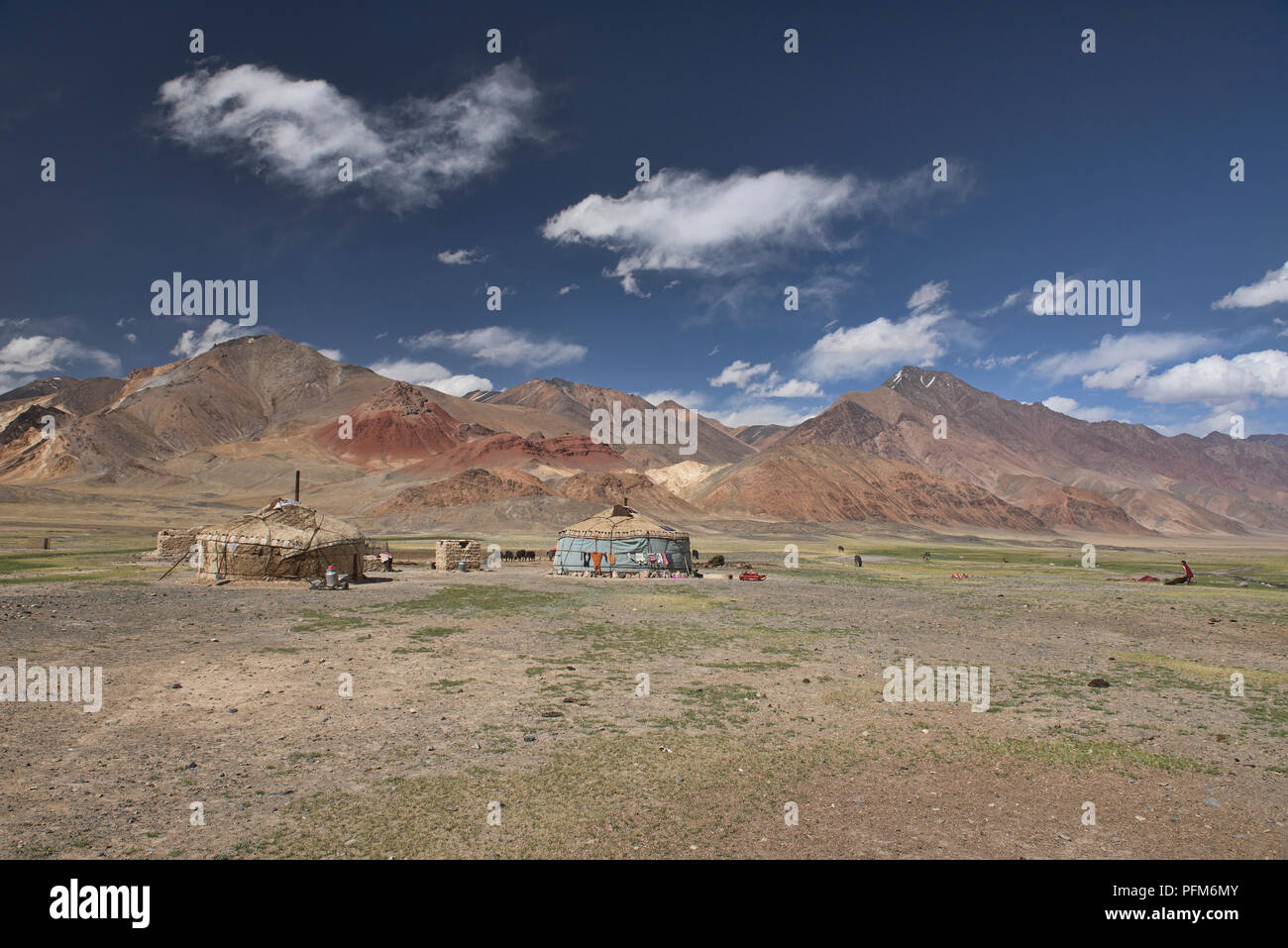 Kirgisische Jurtencamp, Pshart Tal, Tadschikistan Stockfoto