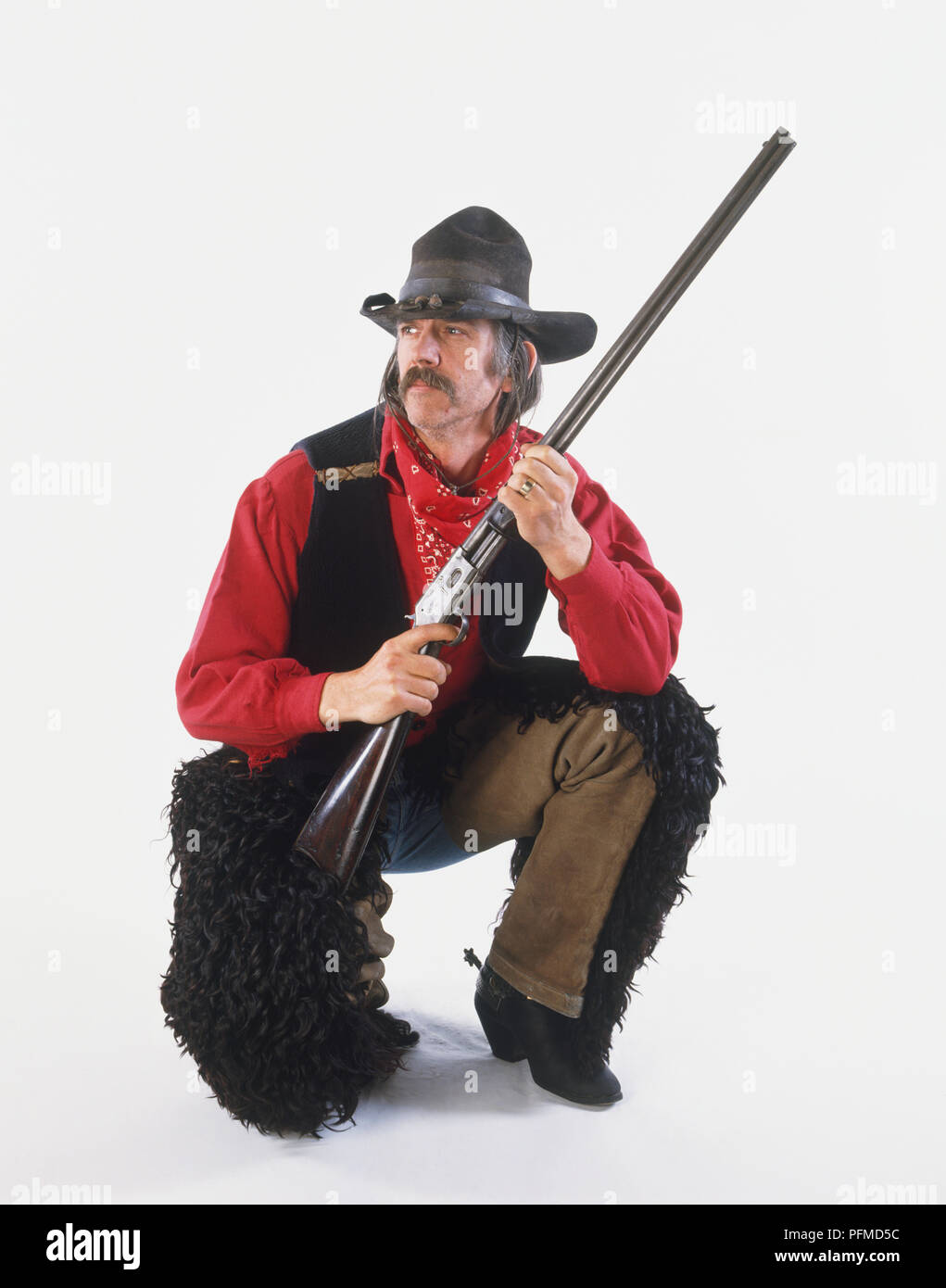 1880 Cowboy von Wyoming und Montana, gekleidet für den Winter Stockfoto