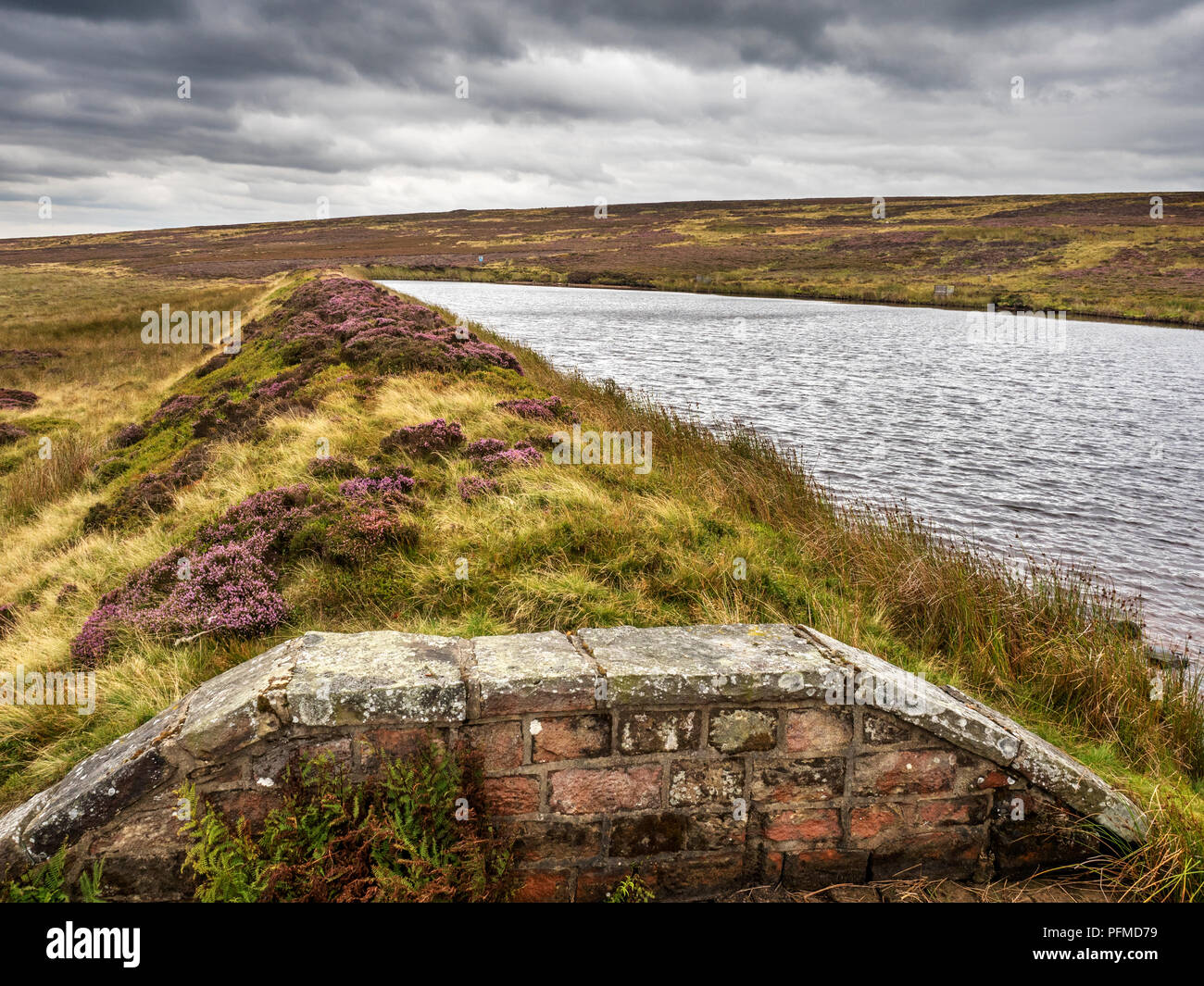 Untere Lanshaw Damm auf Burley Moor West Yorkshire England Stockfoto