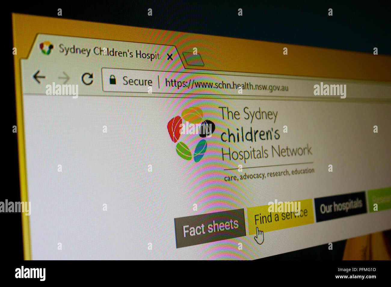 Sydney Children's Hospitals Network Website Homepage Stockfoto