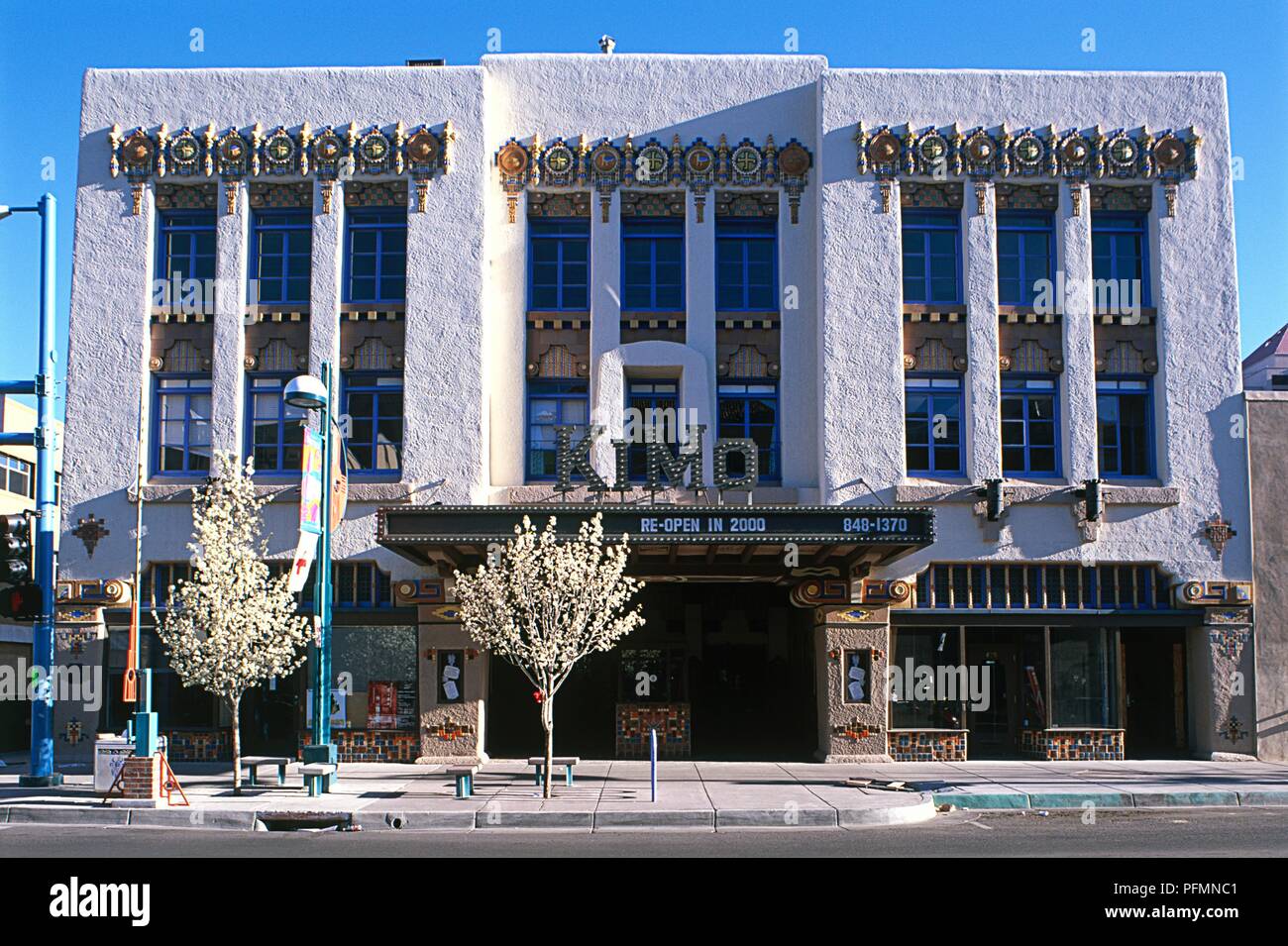 USA, New Mexico, Albuquerque, KiMo Theater, Art déco-Fassade des Theaters, 1927 erbaut Stockfoto