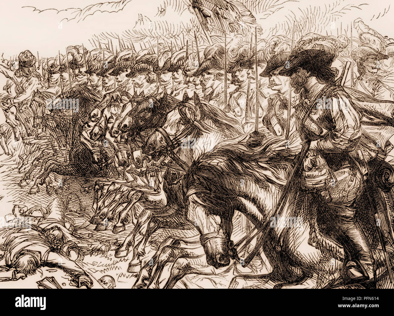 Szene aus der Schlacht von Neerwinden Landen oder am 29. Juli 1693, neun Jahre Krieg, von der Britischen Schlachten auf Land und Meer, von James Grant Stockfoto