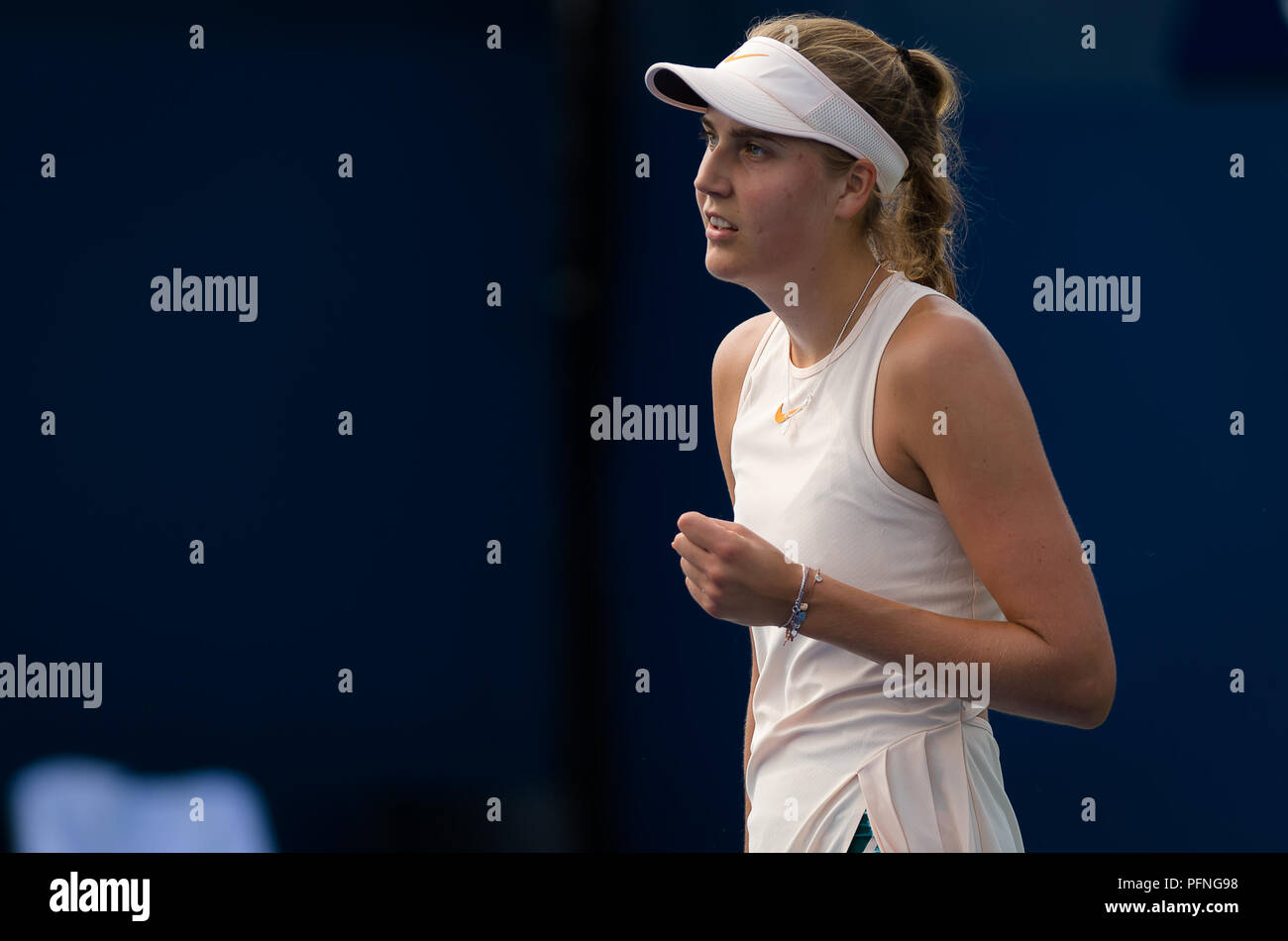 New York, USA. 21 Aug, 2018. Antonia Lottner von Deutschland in Aktion in  der ersten Qualifikationsrunde an den US Open 2018 Grand Slam Tennis Turnier.  New York, USA. August 21 2018. 21