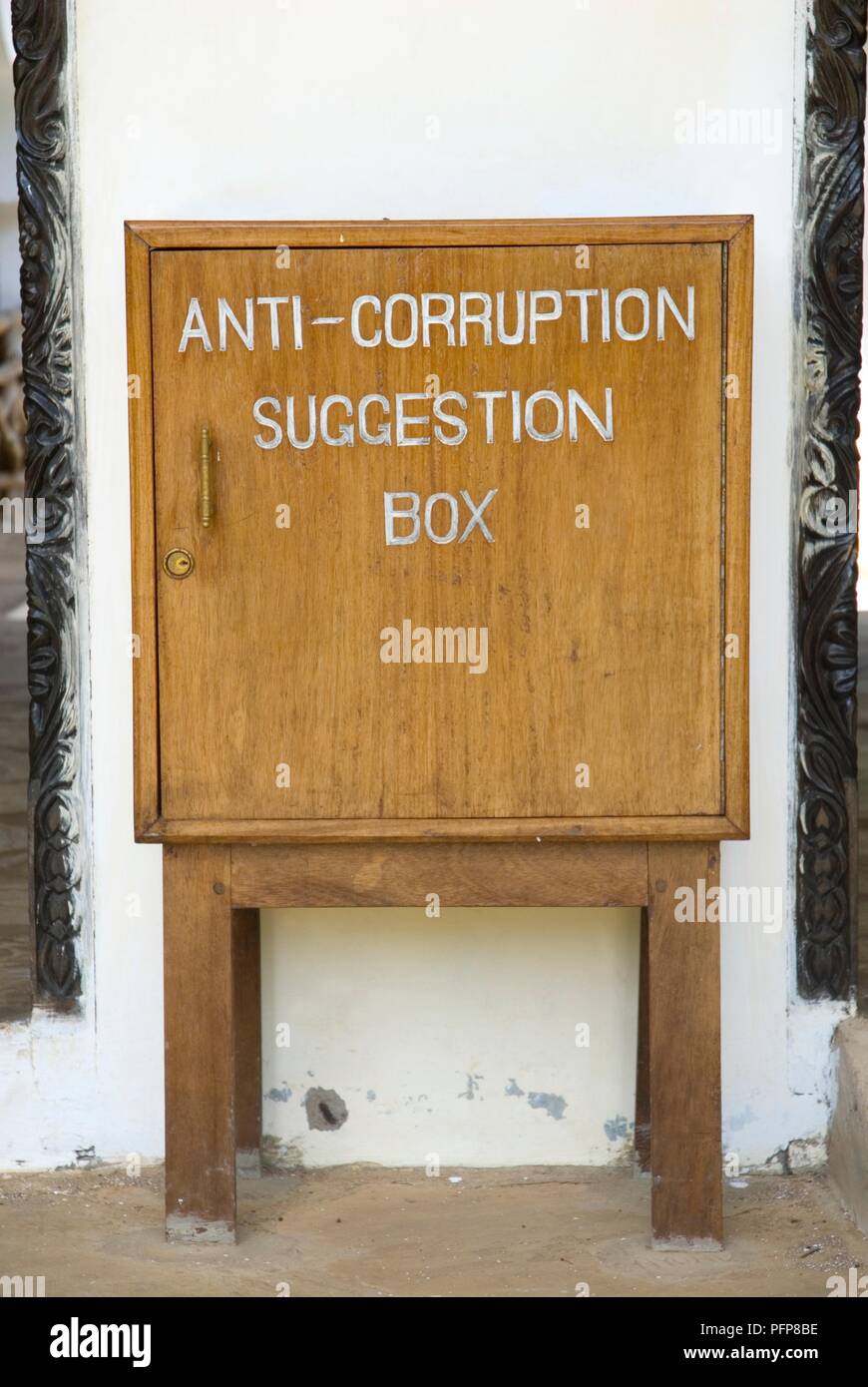 Kenia, Gedi National Monument, Korruptionsbekämpfung Suggestion Box Stockfoto