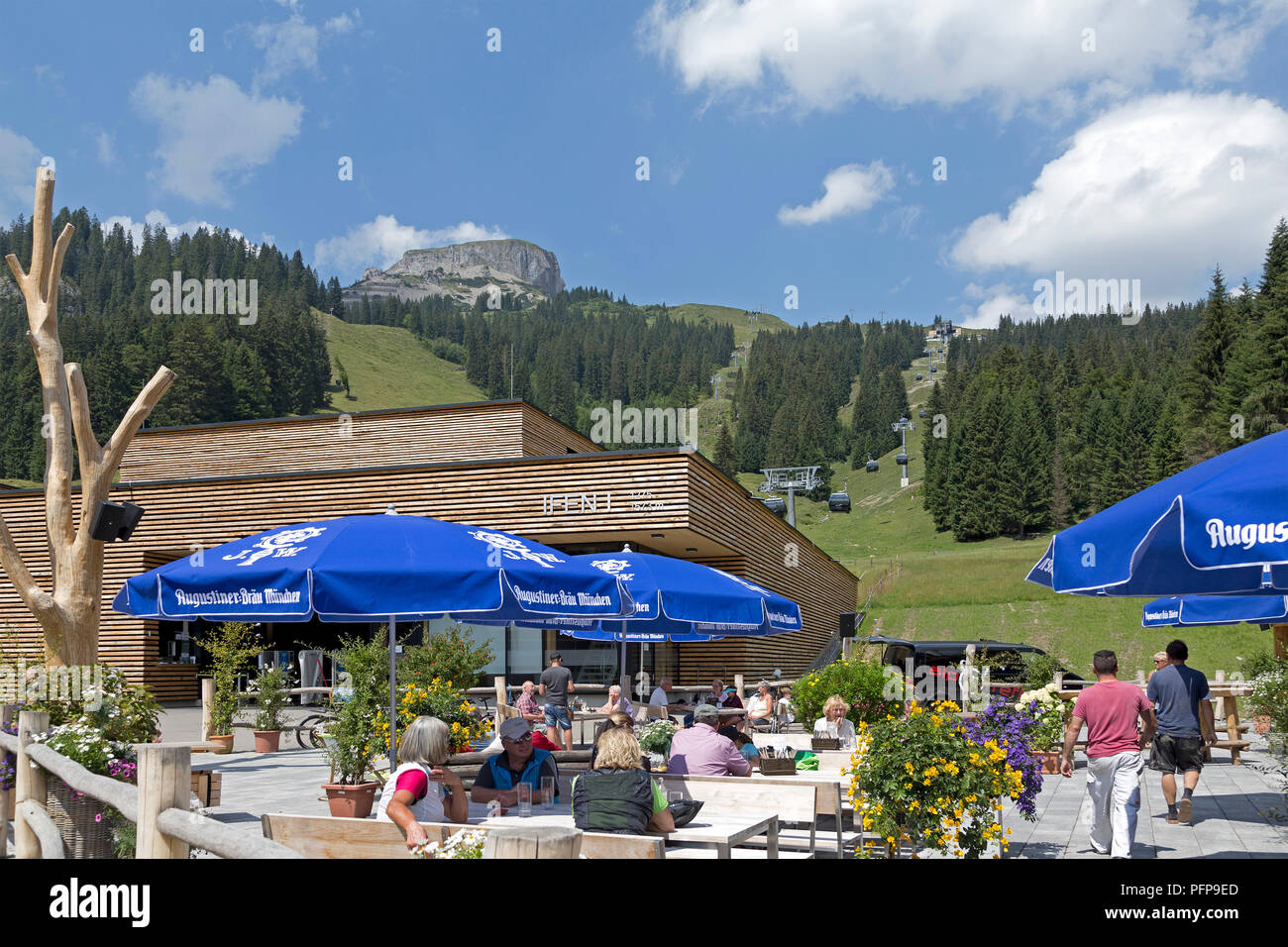 Talstation der Seilbahn, Hoher Ifen in der Nähe von Hirschegg, Kleines Walsertal, Österreich Stockfoto