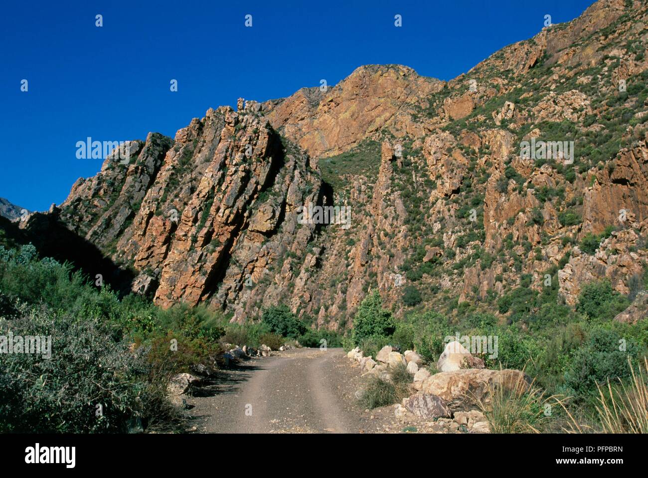 Südafrika, Western Cape, Mountain Road in Richtung Seweweekspoort peak Stockfoto