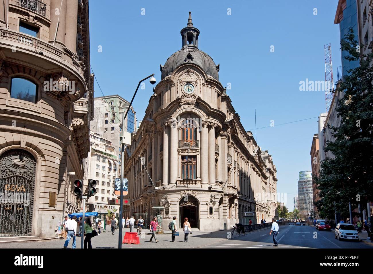 Chile, Santiago, Casa de Bolsa (Börse) in der Calle Nueva York Street Stockfoto