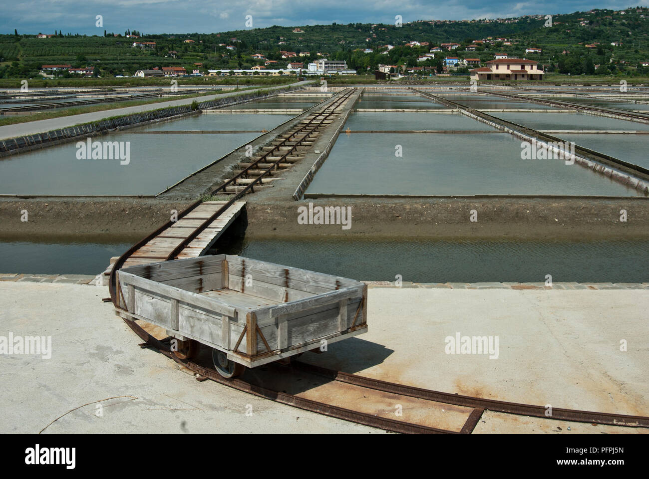 Slowenien, Secovlje, Blick auf die Salzwiesen Stockfoto