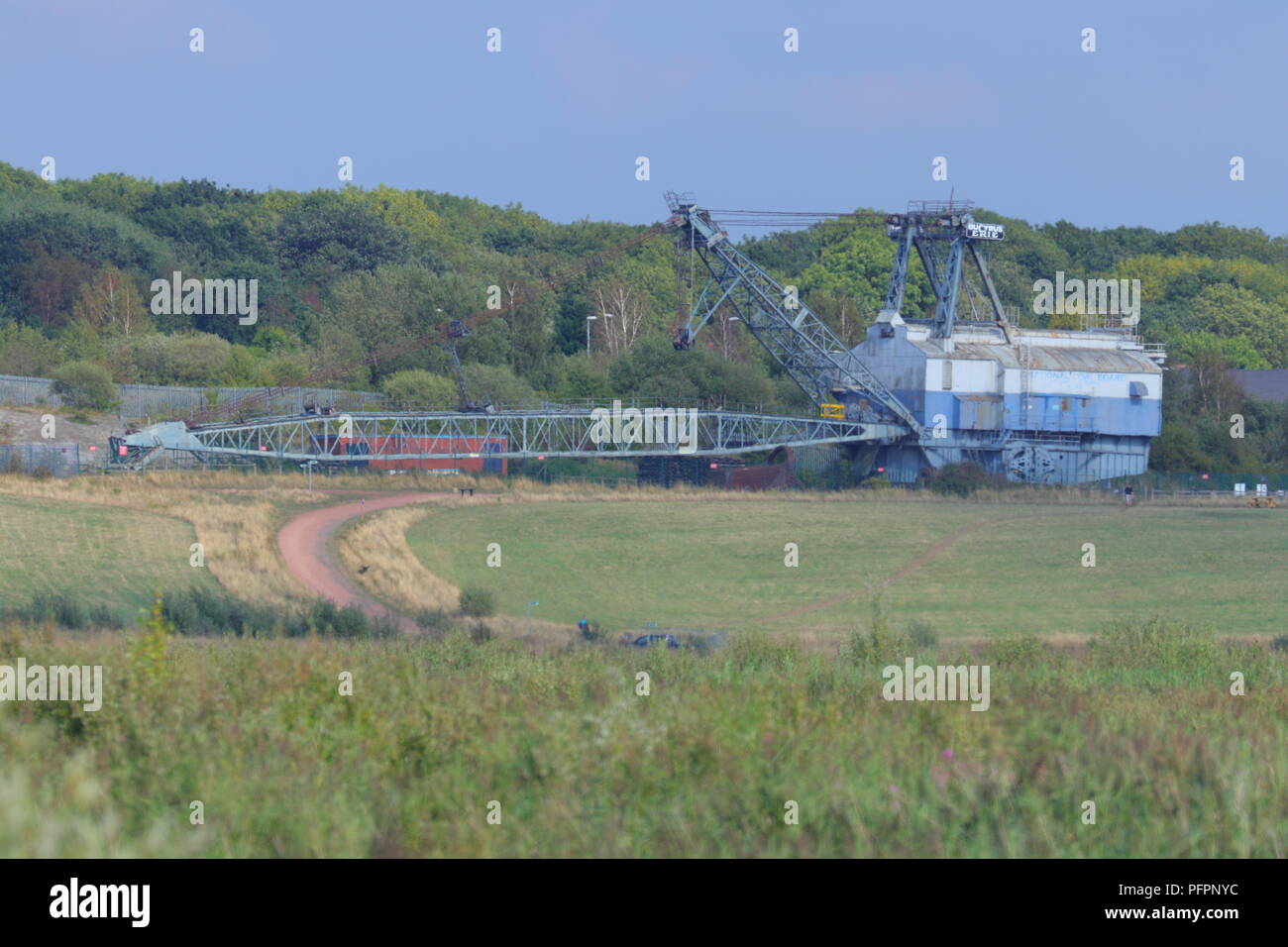Oddball die Ruston Bucyrus Erie 1150 Walking Seilbagger, die in Es ist letzte Ruhestätte an der RSPB St Aidan's Naturpark bewahrt wird, Stockfoto
