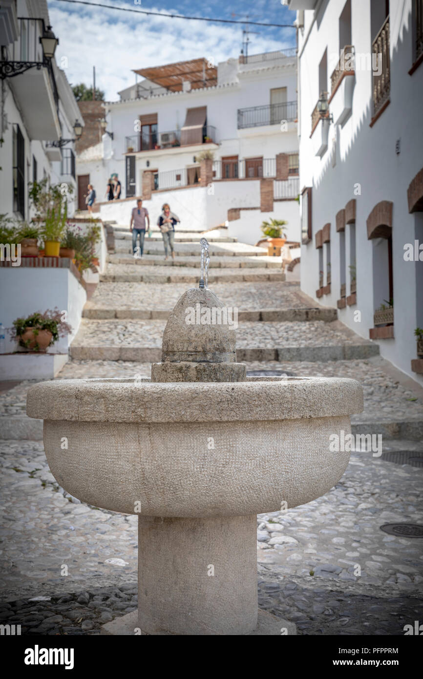 Street View in Frigiliana, Andalusien, Spanien, Europa Stockfoto