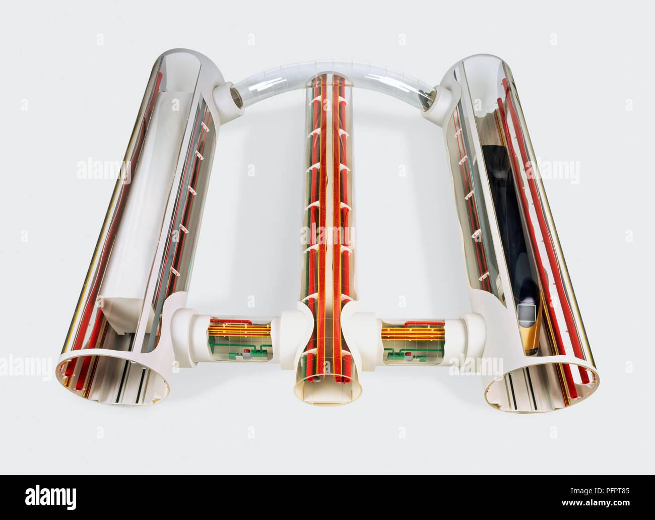 Modell der Channel Tunnel, Eurostar, Eurotunnel, und Maintenance Access tunnel Stockfoto