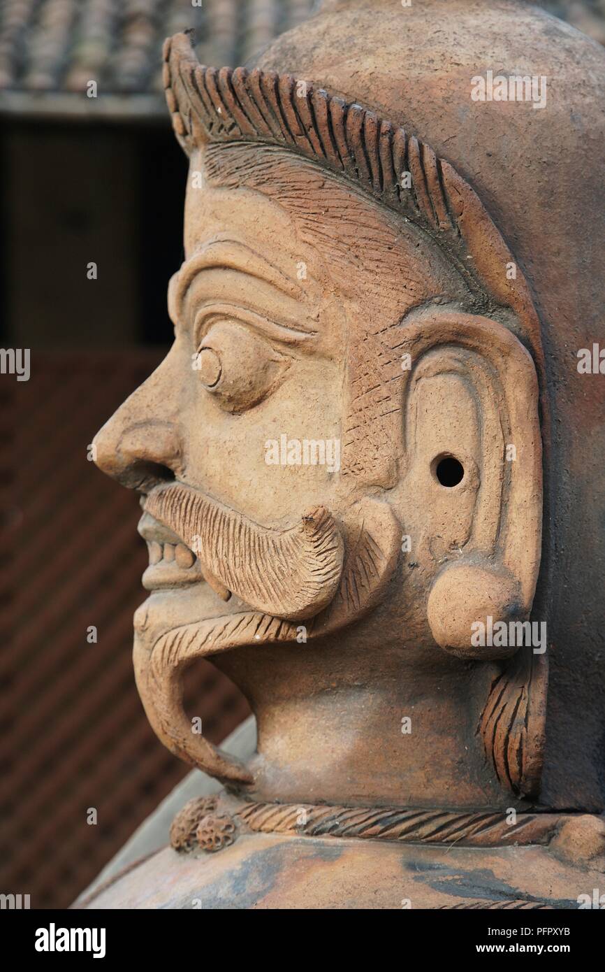 Indien, Delhi, Handwerk Museum, Leiter des Aiyanar Statue Stockfoto