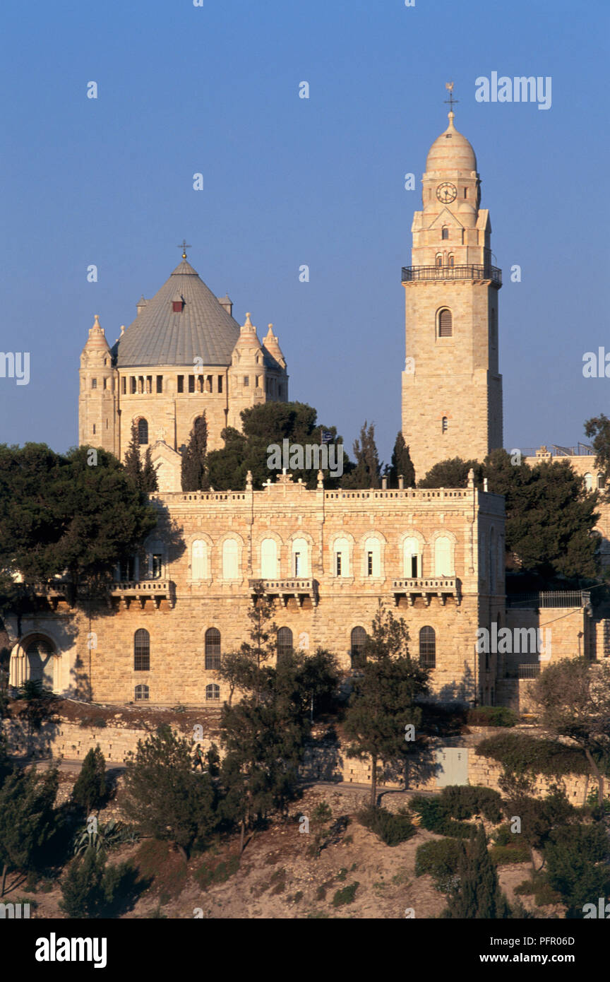 Israel, Jerusalem, Blick auf den Berg Zion mit Kirche von 1352 (dormitio Abtei) Stockfoto