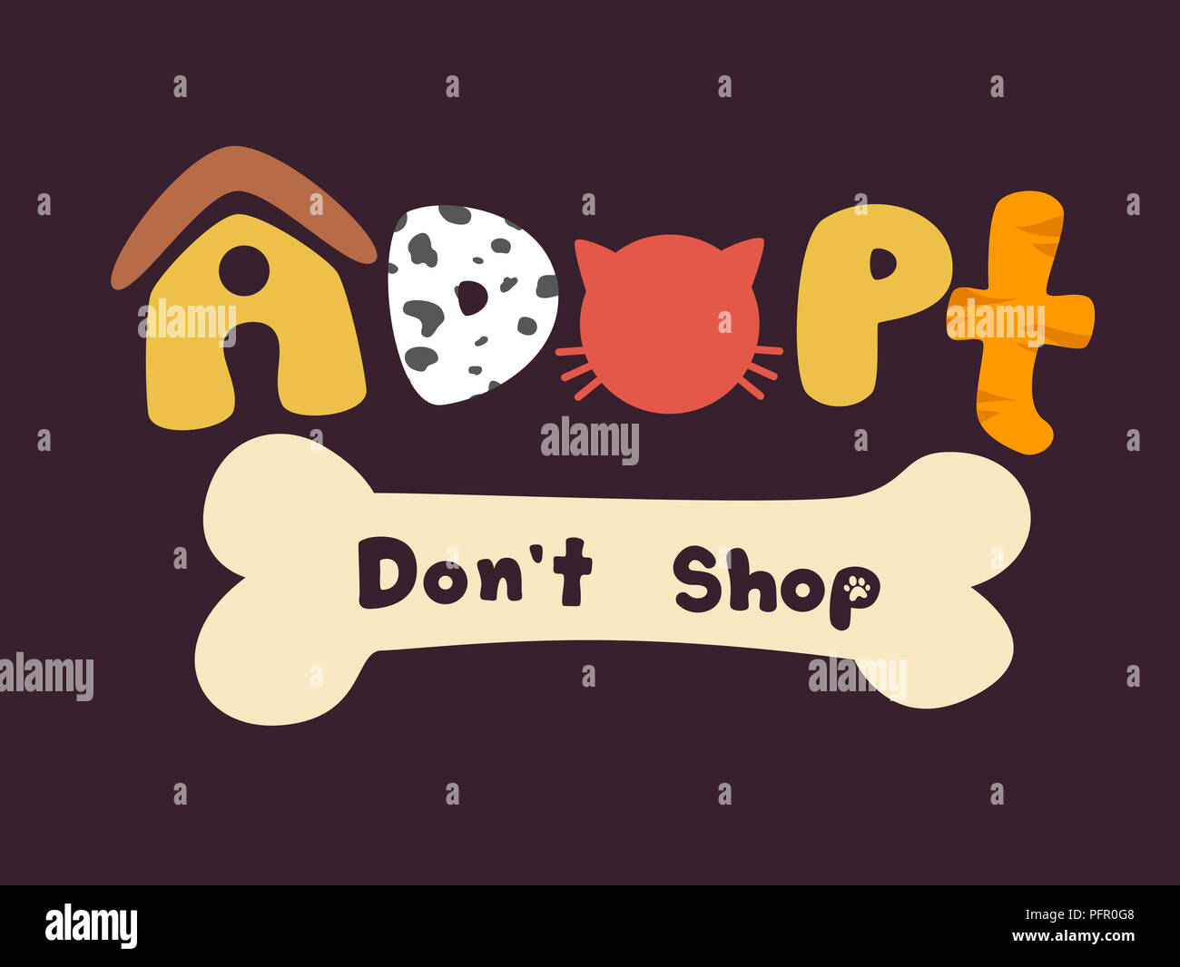 Abbildung einer Beschriftung von Adopt nicht Shop anmelden Stockfoto