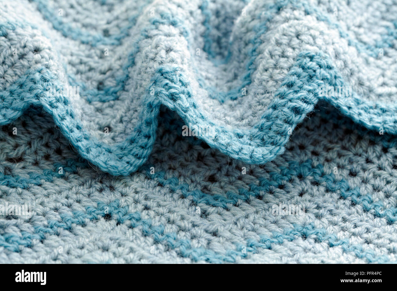 Gewirken, zig-zag Stitch Edge der Polsterbezüge, close-up Stockfoto