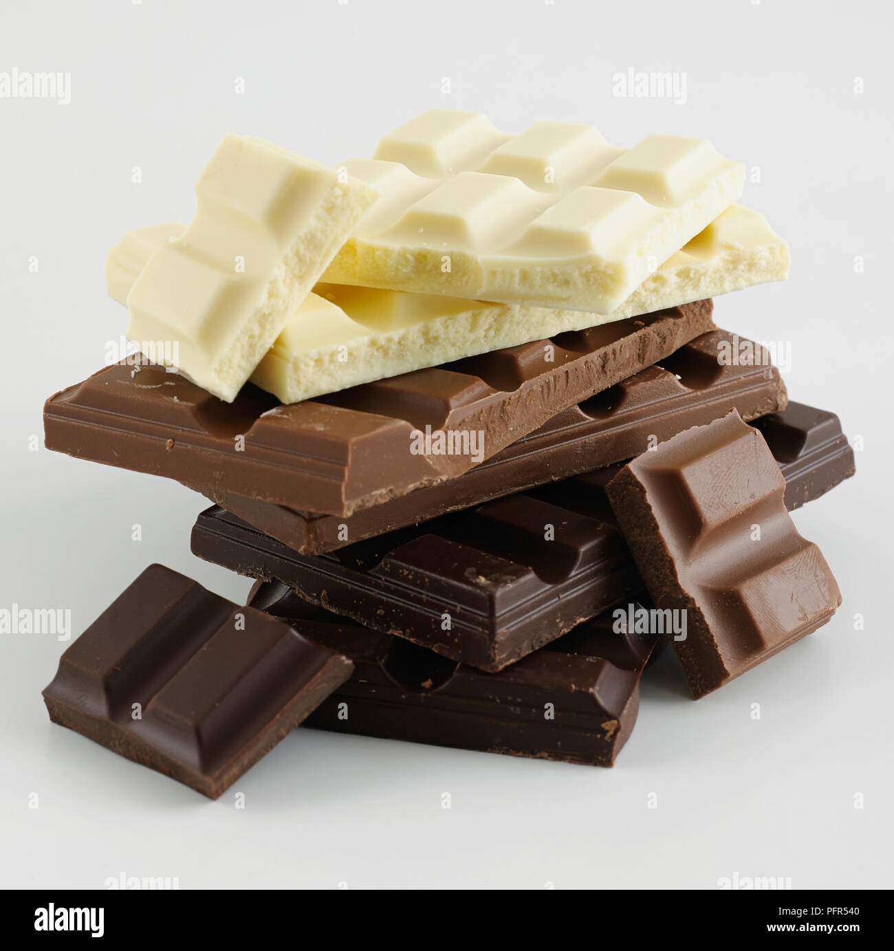 Dunkle und weiße Schokolade Stockfoto